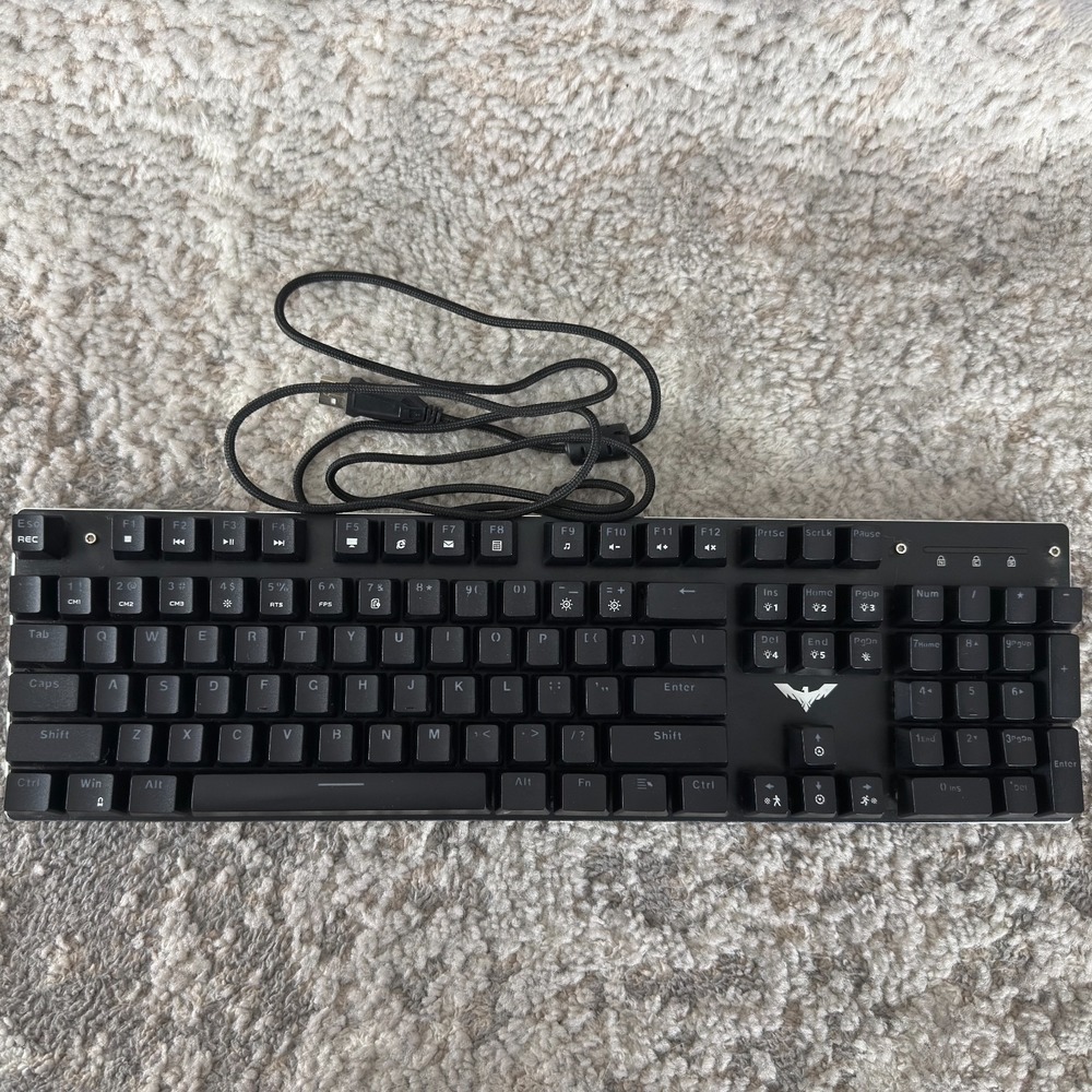 Havit Mechanical Blue Switches Gaming Backlit Keyboard HV-KB393L TESTED WORKING